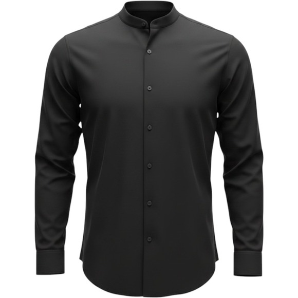 ASOS Other - ASOS Grandad Collar Shirt Mens S Black  Slim Fit Hidden Placket Long Slv
